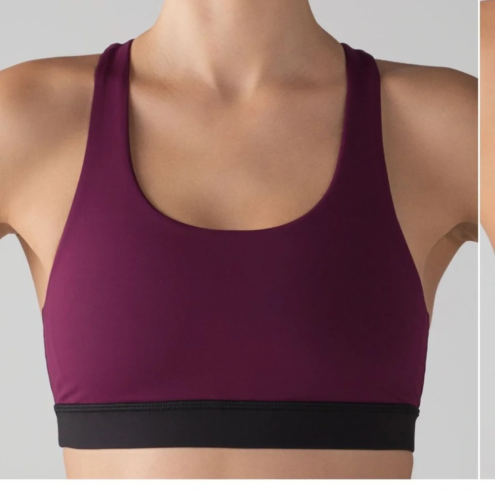 Lululemon Invigorate Sports Bra in Marvel Berry Black Combo, Mesh Inset, Size 12